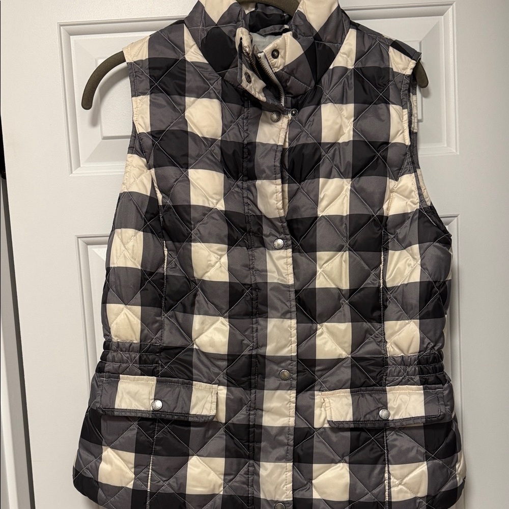 Talbots Quilted Black and Cream Vest